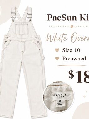 PacSun White Denim Overalls Jumpsuit
